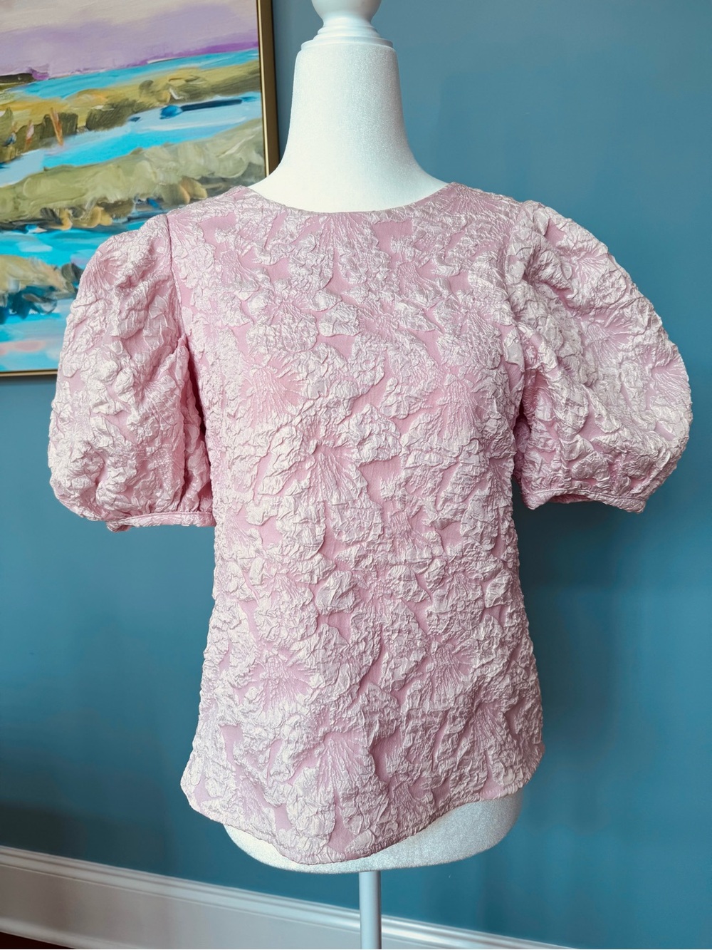 Endless Rose Pink Textured Puff-Sleeve Blouse size XS